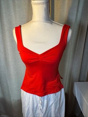 SHEIN Red V-Neck Ruched Camisole